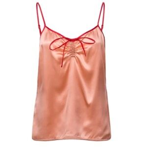 Morgan Lane Blush Silk-Satin Camisole with Bow Detail